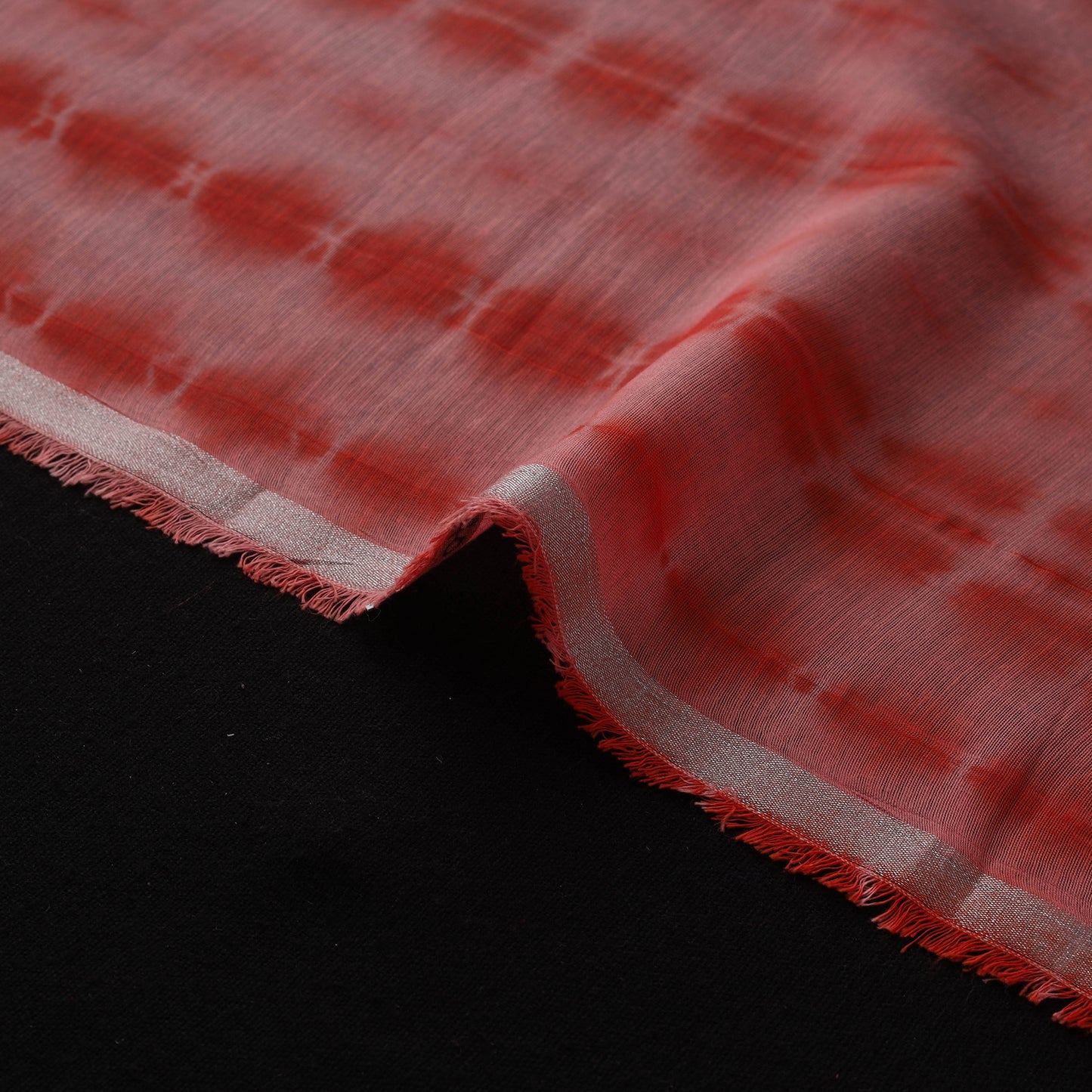 Red - Shibori Tie-Dye Chanderi Silk Fabric 01