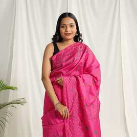 Bengal Hand Embroidery Silk Nakshi Kantha Saree