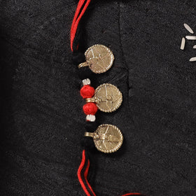 Multicolor - Star Handcrafted Tribal Dokra Brass Thread Rakhi with Banaras Wood Doll Box 07