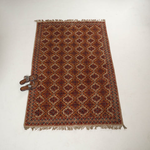 Warangal Handwoven Kalamkari Block Print Cotton Durrie / Carpet / Rug (4 x 6 Feet) 15