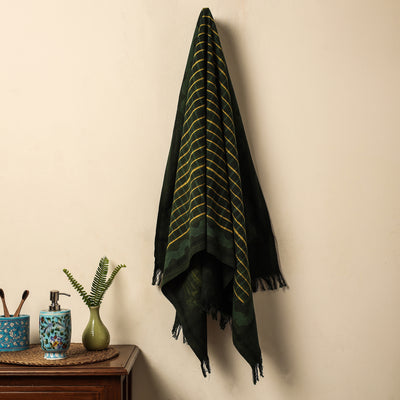 Green - Jhiri Handloom Hand Block Printed Pure Cotton Towel