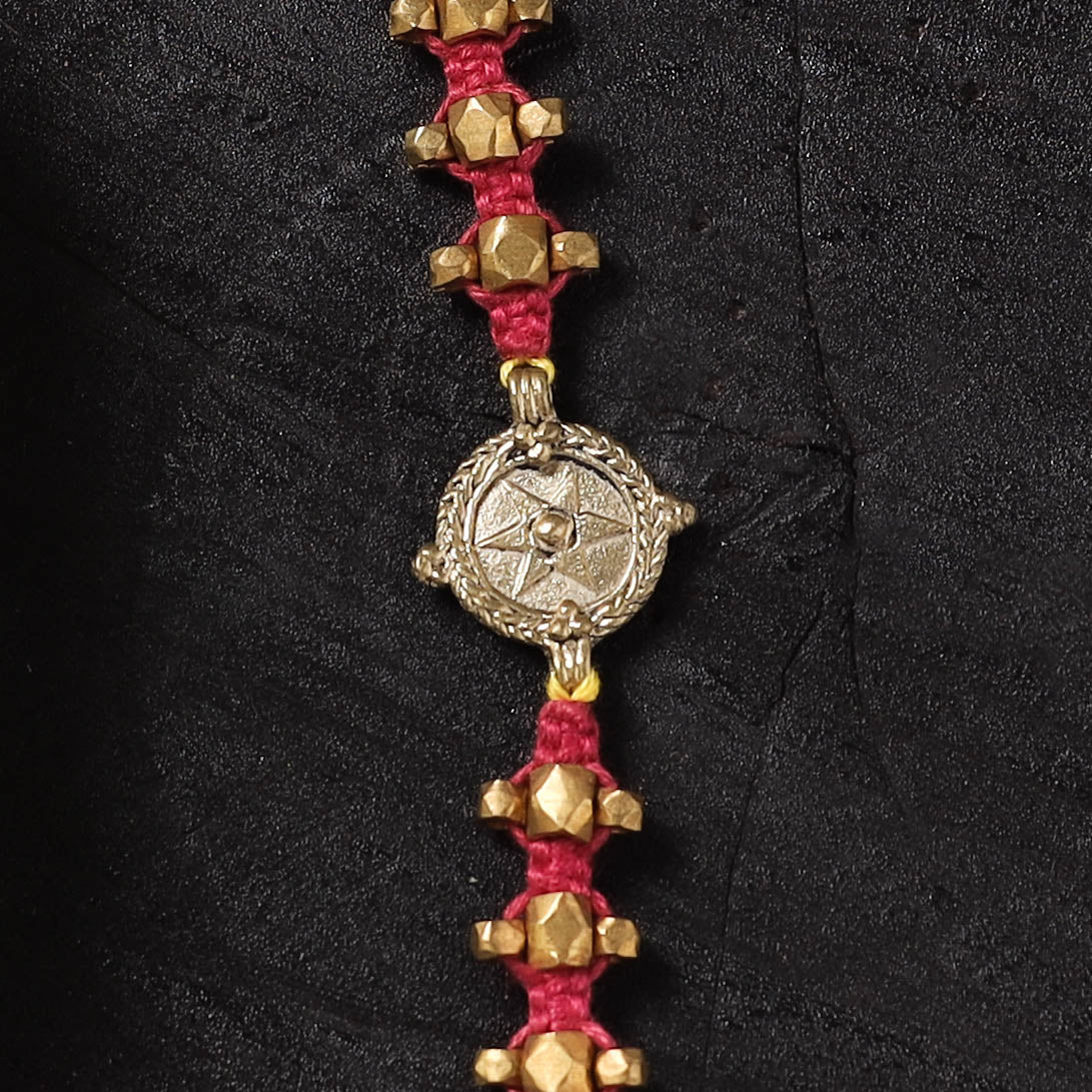 Multicolor - Handcrafted Tribal Dokra Brass Thread Rakhi with Banaras Wood Doll Box 08