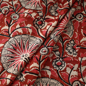 Red Floral Gardenia Block Printed Cotton Bagru Fabric