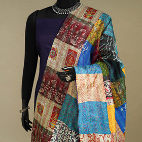 Multicolor - patchwork reversible silk bengal kantha work