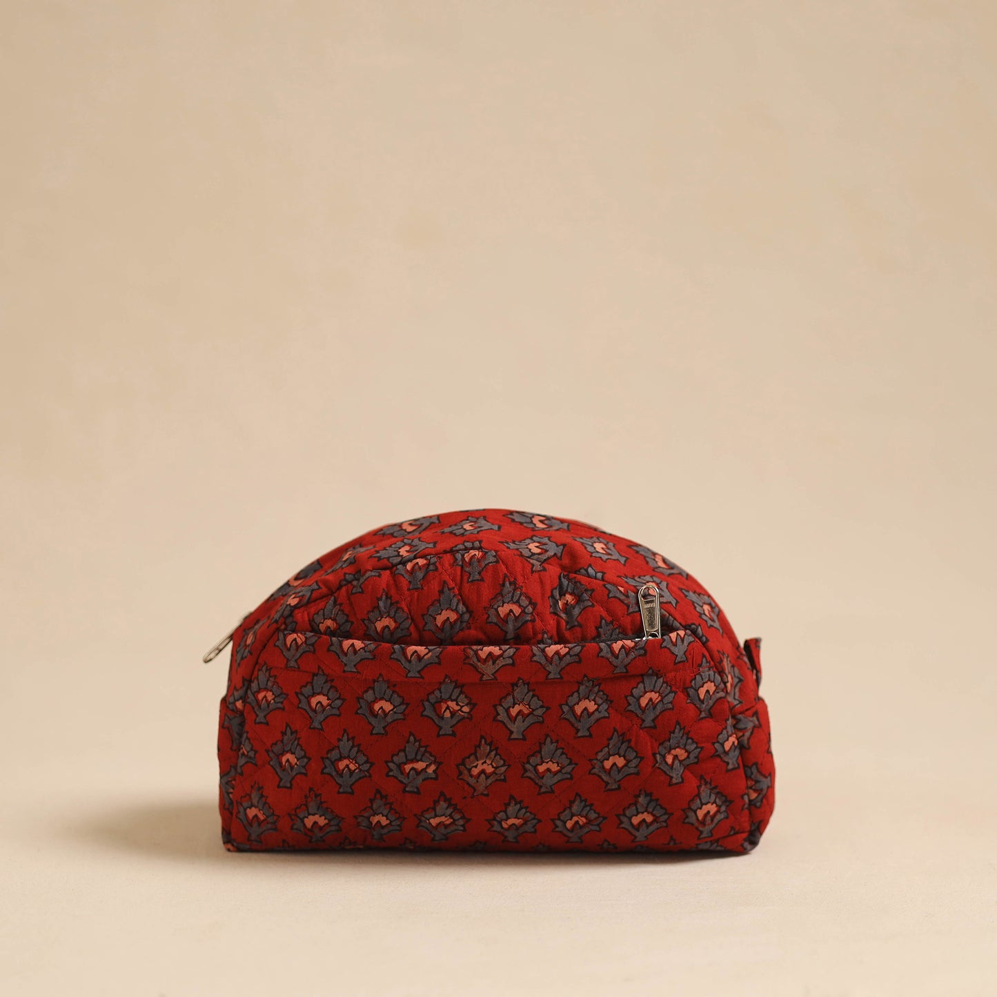 Red - Handcrafted Cotton Quilted Cosmetic Pouch 10