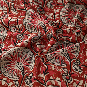 Red Floral Gardenia Block Printed Cotton Bagru Fabric