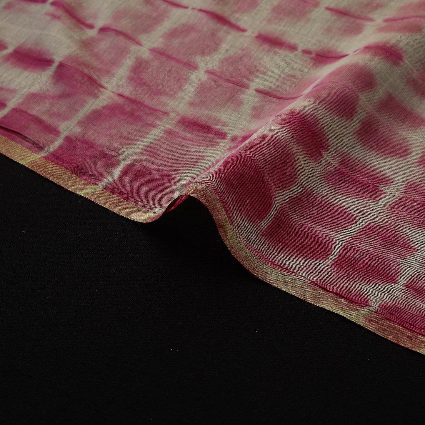 Pink - Shibori Tie-Dye Chanderi Silk Fabric 06