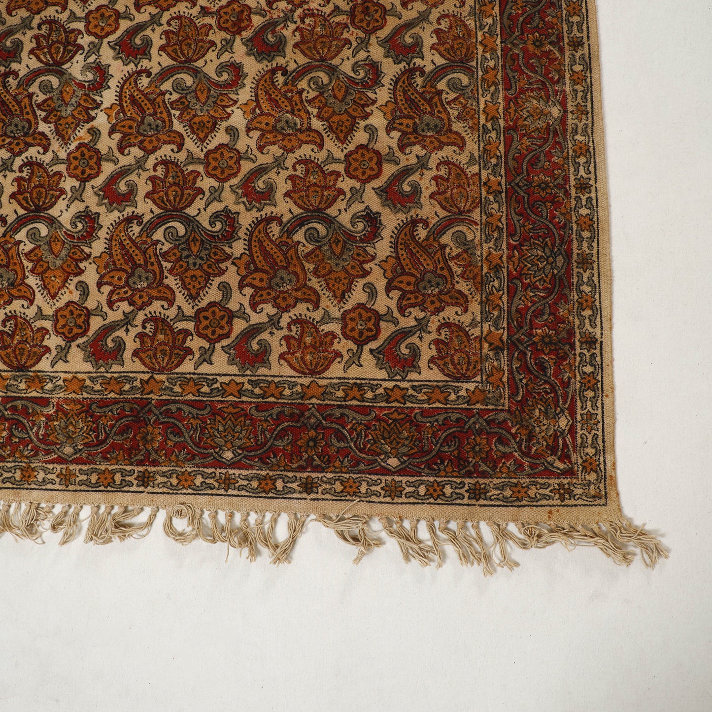 Multicolor - Warangal Handwoven Kalamkari Block Print Cotton Durrie / Carpet / Rug (4 x 6 Feet) 14