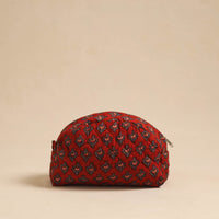 Red - Handcrafted Cotton Quilted Cosmetic Pouch 10