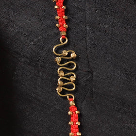 Red - Handcrafted Tribal Dokra Brass Thread Rakhi with Banaras Wood Doll Box 11