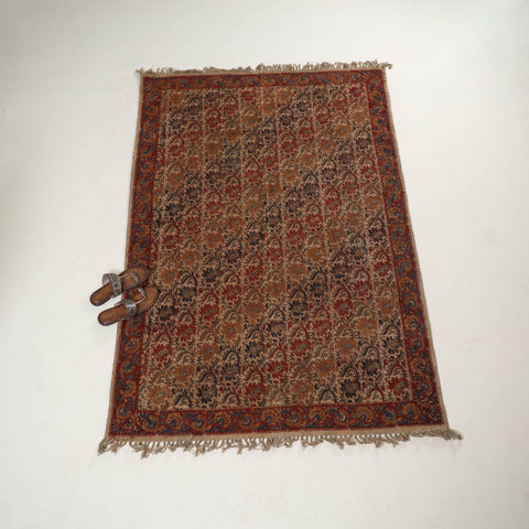Warangal Handwoven Kalamkari Block Print Cotton Durrie / Carpet / Rug (4 x 6 Feet) 13