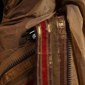 Brown Kandangi Chettinad Cotton Saree with Border