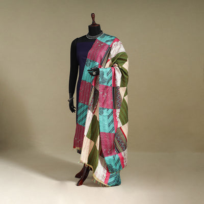 Multicolor - patchwork reversible silk bengal kantha work