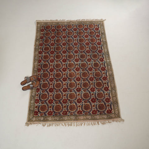 Warangal Handwoven Kalamkari Block Print Cotton Durrie / Carpet / Rug (4 x 6 Feet) 12