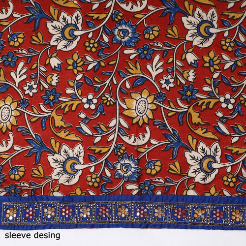 Zardozi Hand Embroidered Kalamkari Cotton Blouse Piece 37