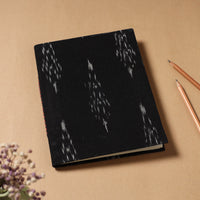 Black - Ikat Fabric Cover Handmade Paper Notebook (9 x 7 in)