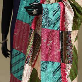 Multicolor - patchwork reversible silk bengal kantha work