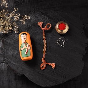 Multicolor - Handcrafted Tribal Dokra Brass Thread Rakhi with Banaras Wood Doll Box 15