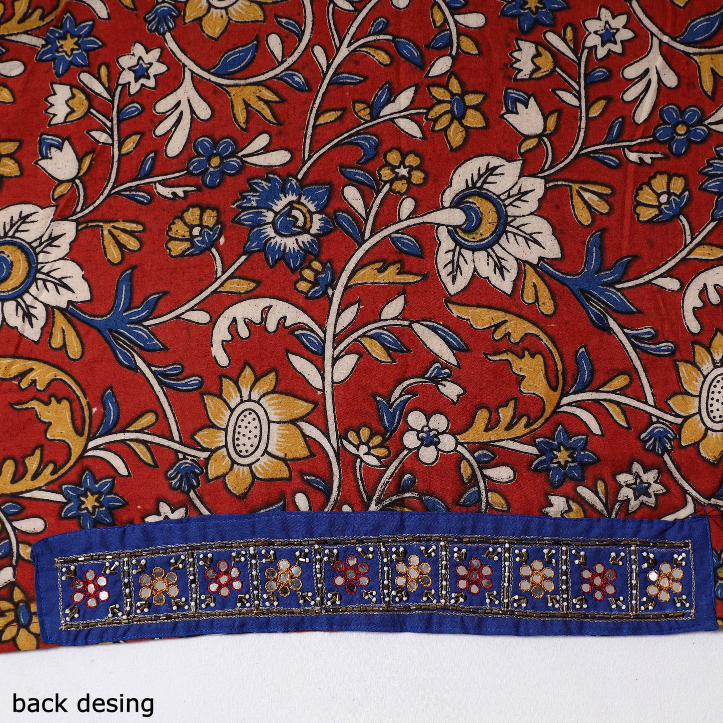 Zardozi Hand Embroidered Kalamkari Cotton Blouse Piece 37