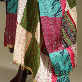 Multicolor - patchwork reversible silk bengal kantha work