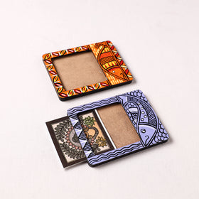 Madhubani Handpainted Wooden Photo Frame Fridge Magnet (Set of 2) 07