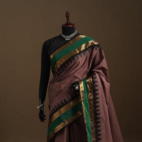 Brown Kandangi Chettinad Cotton Saree with Border
