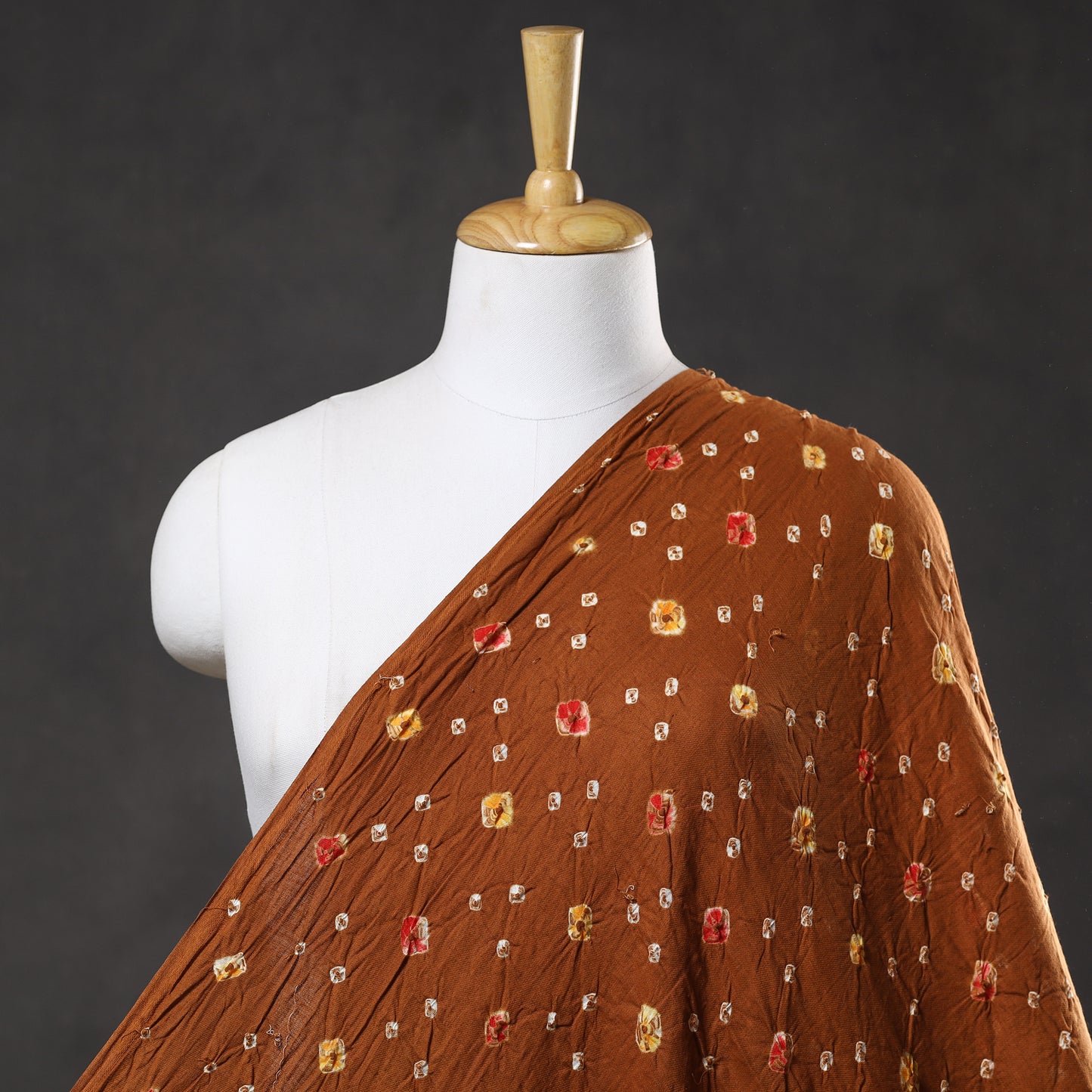 Brown - Kutch Bandhani Tie-Dye Cotton Fabric 20