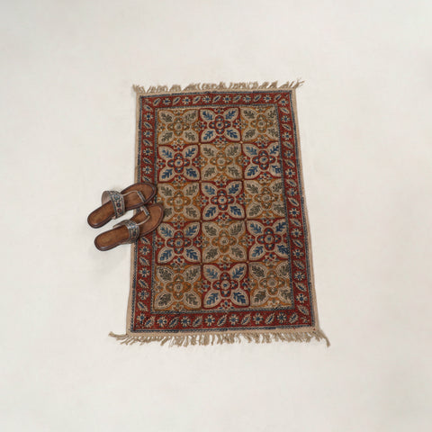 Warangal Handwoven Kalamkari Block Print Cotton Floor Mat (2 x 3 Feet) 11