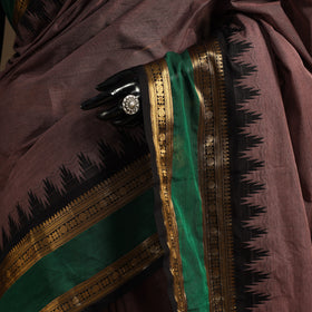 Brown Kandangi Chettinad Cotton Saree with Border
