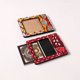 Madhubani Handpainted Wooden Photo Frame Fridge Magnet (Set of 2) 08