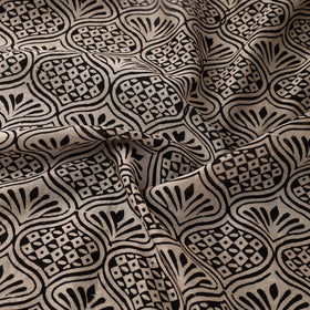 Hand Block Print Chanderi Silk Beige Bagru Fabric