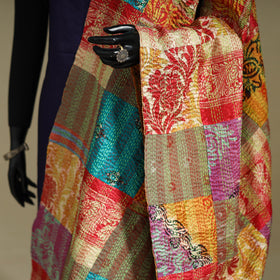 Patchwork reversible silk bengal kantha work dupatta 53