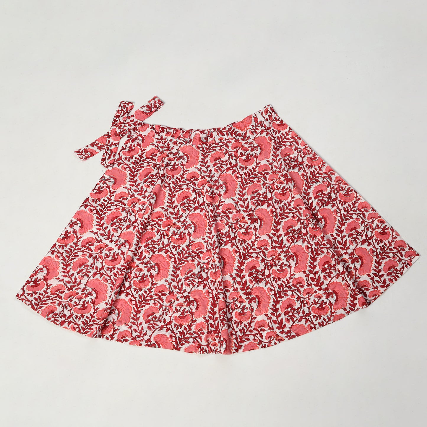 Peach - Sanganeri Block Printed Cotton Wrap Around Skirt 16