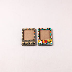 Madhubani Handpainted Wooden Photo Frame Fridge Magnet (Set of 2) 10