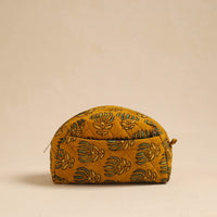 Yellow - Handcrafted Cotton Quilted Cosmetic Pouch 16