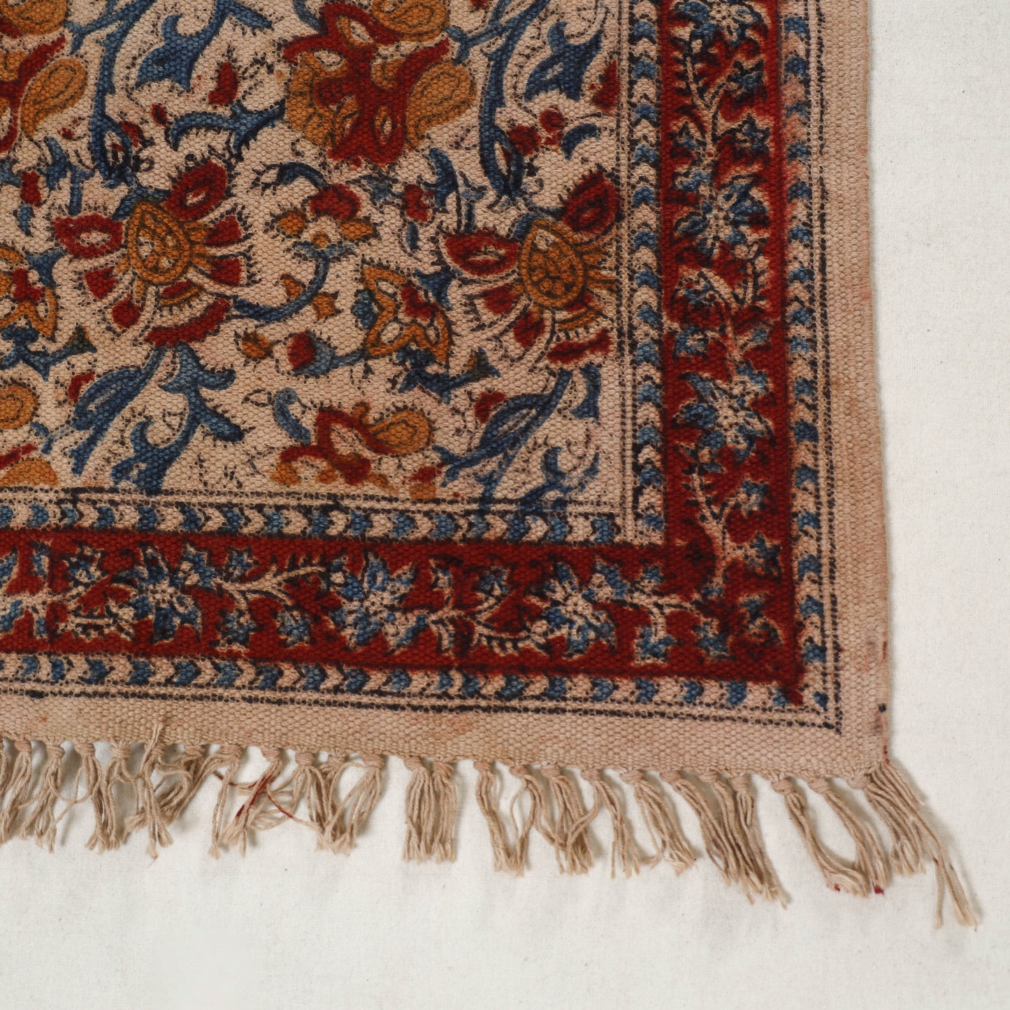 Multicolor  - Warangal Handwoven Kalamkari Block Print Cotton Floor Mat (2 x 3 Feet) 09