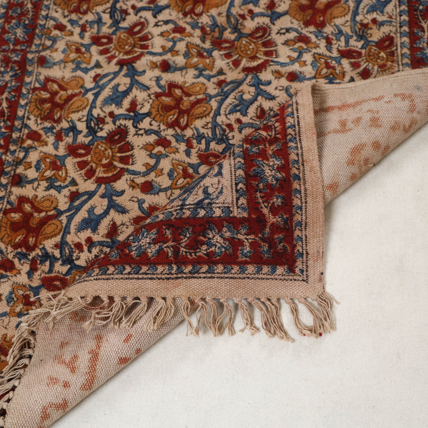 Multicolor  - Warangal Handwoven Kalamkari Block Print Cotton Floor Mat (2 x 3 Feet) 09