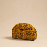 Yellow - Handcrafted Cotton Quilted Cosmetic Pouch 16