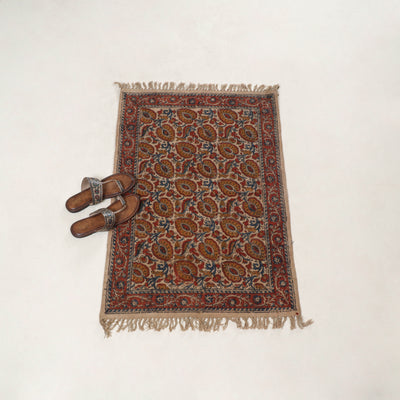 Multicolor  - Warangal Handwoven Kalamkari Block Print Cotton Floor Mat (2 x 3 Feet) 10