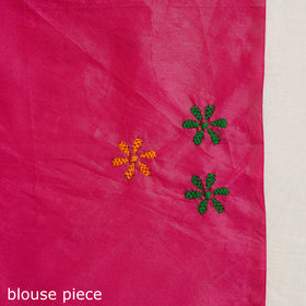  Buy Pink Bengal Hand Embroidery Silk Nakshi Kantha Saree