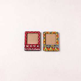 Madhubani Handpainted Wooden Photo Frame Fridge Magnet (Set of 2) 11