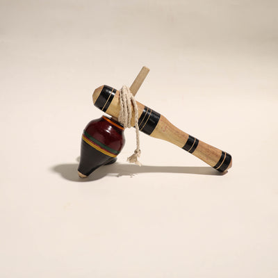 Handmade Lacquered Wooden Spinning Top - Lattu 03