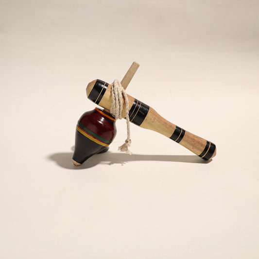 Handmade Lacquered Wooden Spinning Top - Lattu 03