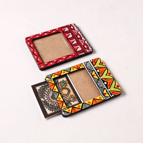 Madhubani Handpainted Wooden Photo Frame Fridge Magnet (Set of 2) 11