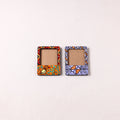 Madhubani Handpainted Wooden Photo Frame Fridge Magnet (Set of 2) 12
