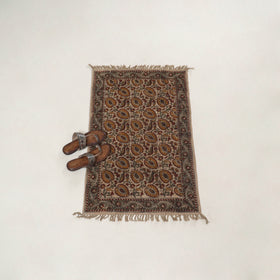 Beige - Warangal Handwoven Kalamkari Block Print Cotton Floor Mat (2 x 3 Feet) 08