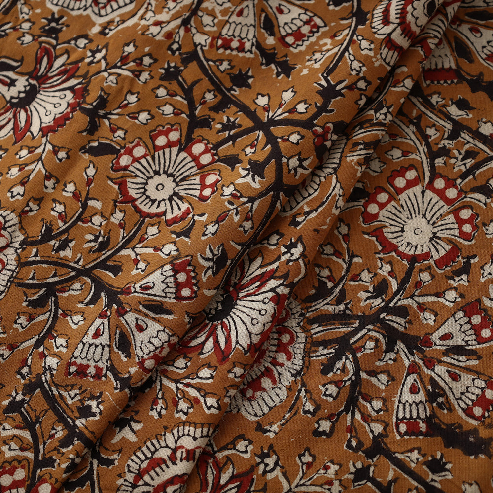 Orange - Yellow with Gulbahar Block Printed Cotton Bagru Fabric 10