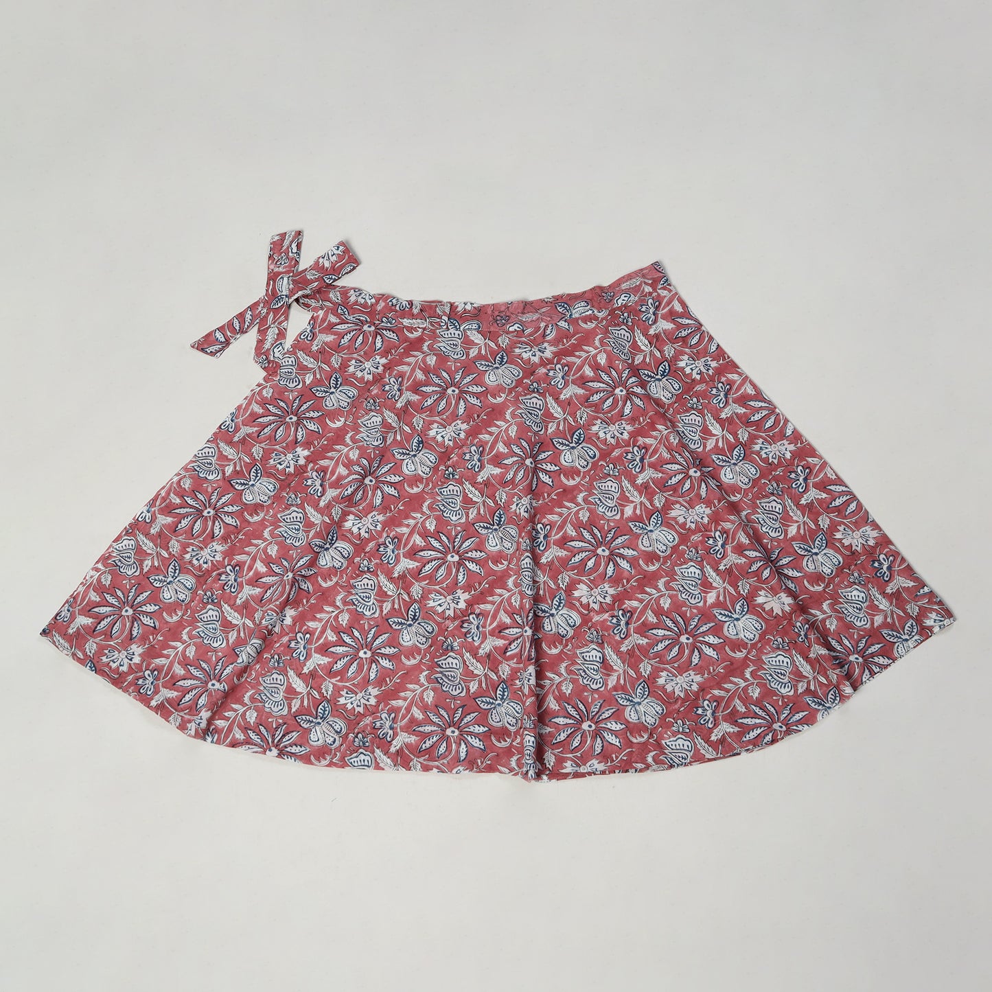 Peach - Sanganeri Block Printed Cotton Wrap Around Skirt 24