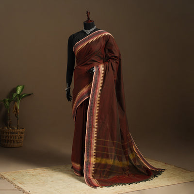 Brown - kandangi chettinad cotton saree with border 52