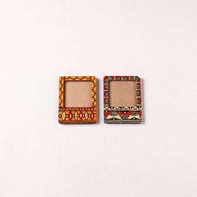 Madhubani Handpainted Wooden Photo Frame Fridge Magnet (Set of 2) 14